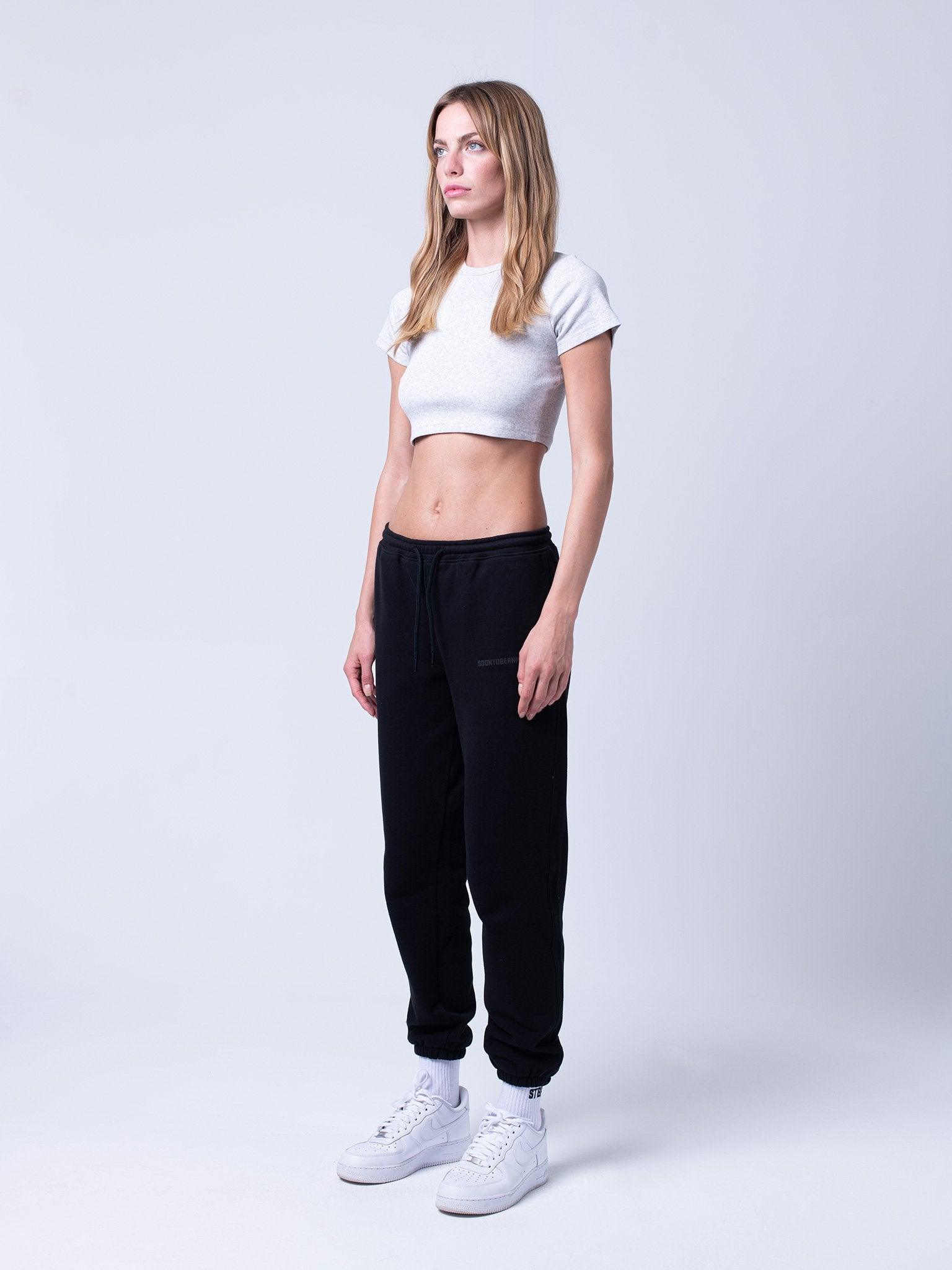 Kadın Yuvarlak Yaka Crop Bluz | STBA Heather Grey / XS