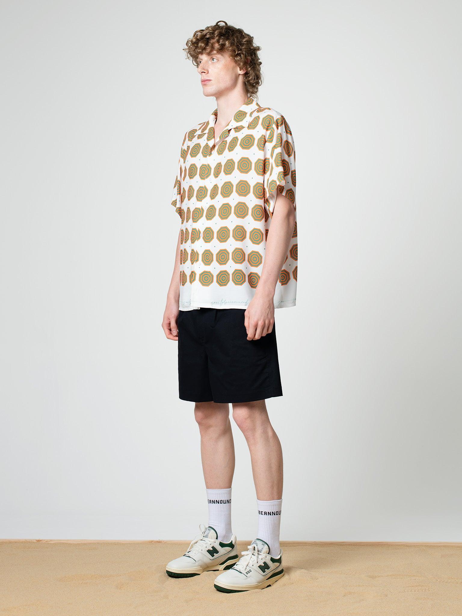 White/Orange Umbrella Bowling Shirt