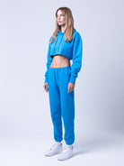 Kadın Logo Crop Kapüşonlu Sweatshirt | STBA Cloisonne Blue / XS