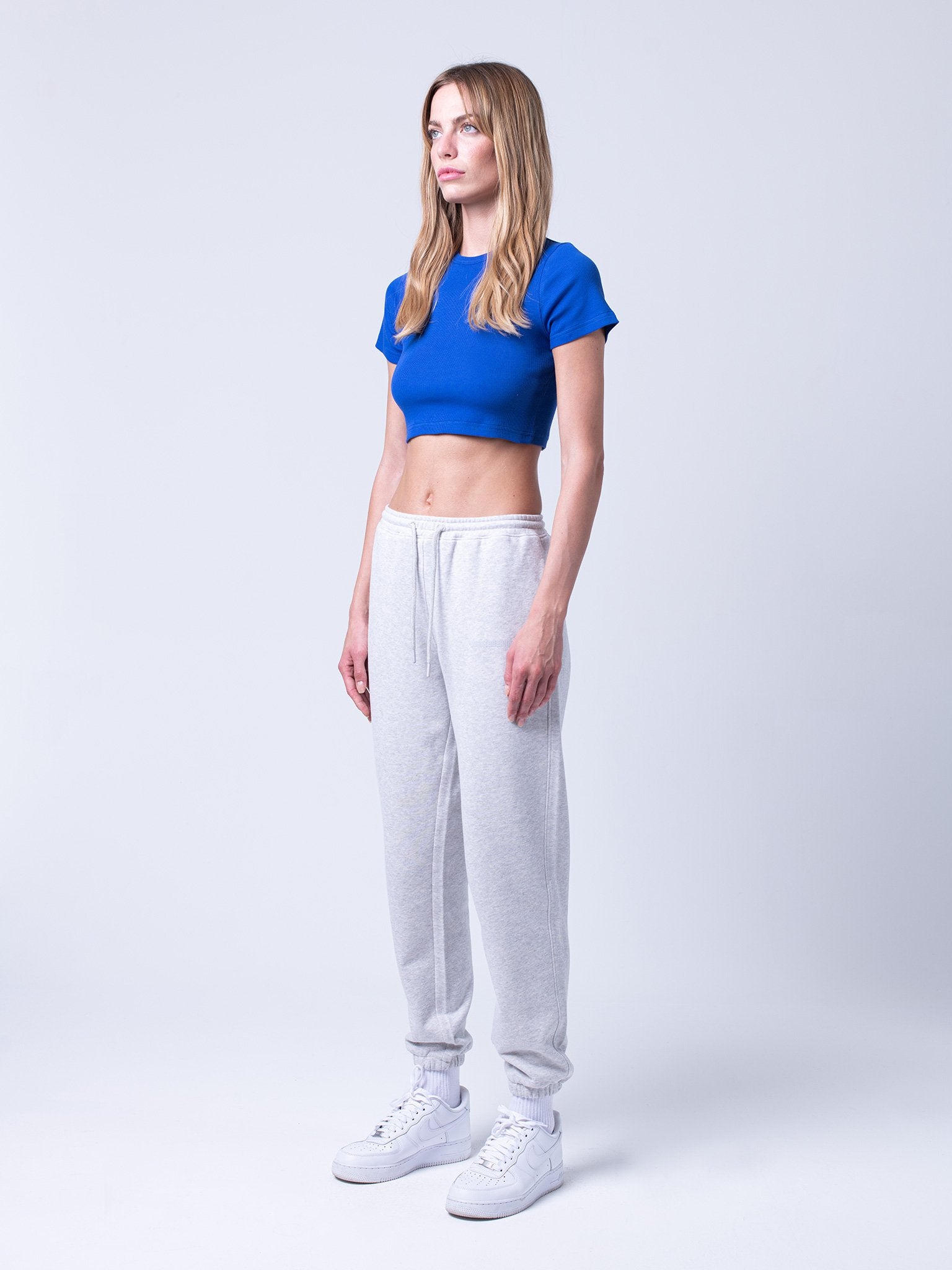 Kadın Yuvarlak Yaka Crop Bluz | STBA Dazzling Blue / XS
